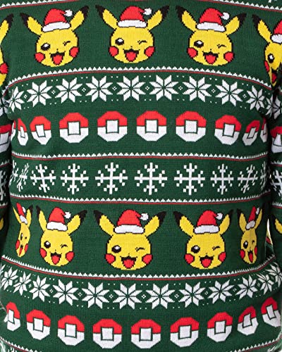 Mad Engine Pokemon Men's Santa Pikachu Holiday Fair Isle Ugly Christmas Sweater2