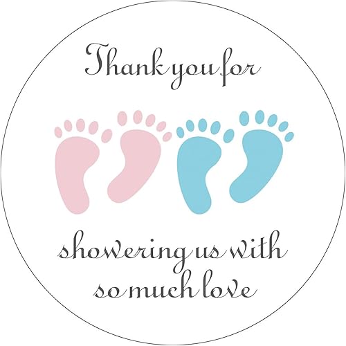 MAGJUCHE Calcomanías para baby shower con texto en inglés "It's Twins Thank You for Coming" ("It's Twins Thank You for Coming"), color azul y rosa,