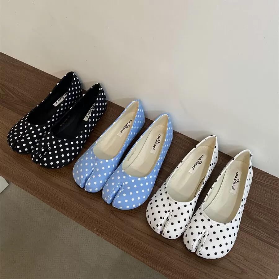 ZQW Cute Tabi Shoes for Women Split Toe Ballet Flats Polka Dots Lightweight Comfortable Shoes for Casual, Office & Walking3