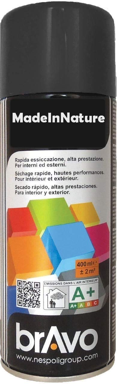 MadeInNature Sprühfarbe Spraydosen, Sprühlack, Schwarz, matt, 400 ml, RAL 9005, 6 Stück