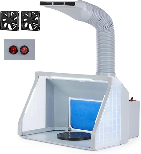 CO-Z Cabina de aerosol con doble ventilador, cabina de aerosol de pintura portátil para aerografía con ventilador de 2 velocidades y luz separada, 3