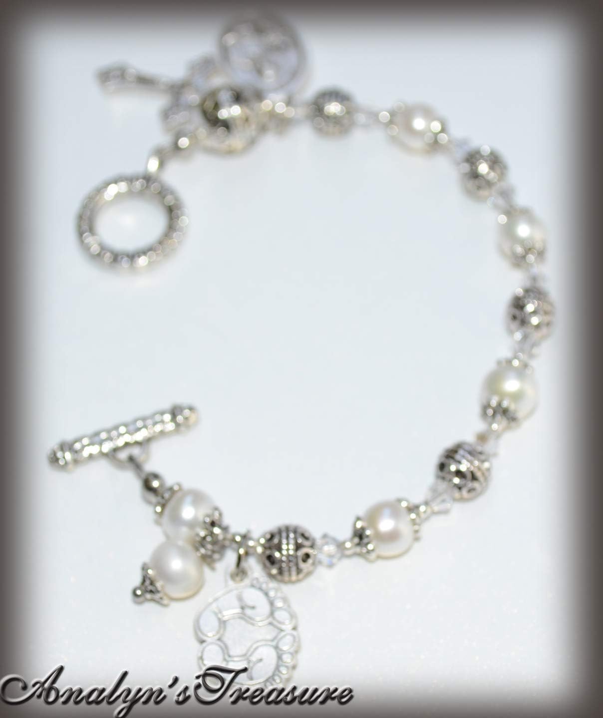 St. Gerard Rosary Bracelet in Freshwater Pearls, Rosary Bracelet, Pearl Bracelet, October Birthstone, Breast Cancer, Or Choose Other Saints