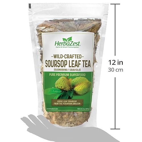 Miniatura 6 de HerbaZest Té de hoja de guanábana (Hoja de GuanabanaGraviola) - 8 onzas (7.94 oz) - Hojas sueltas 100% puras y artesanales de primera calidad -
