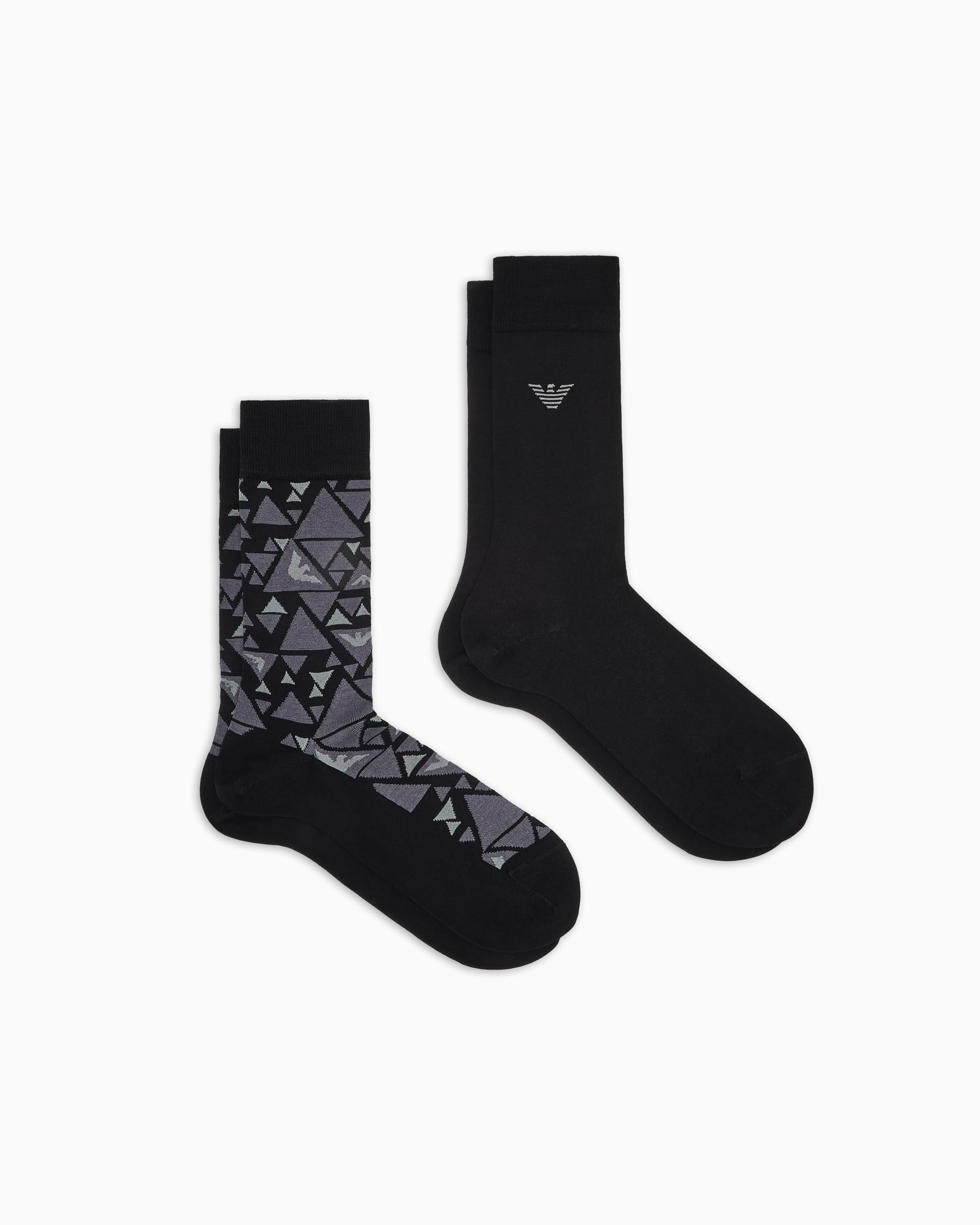 Emporio Armani MAN'S GRAPHIC ALLOVER 2-PACK SOCKS SHORT BLACK TU