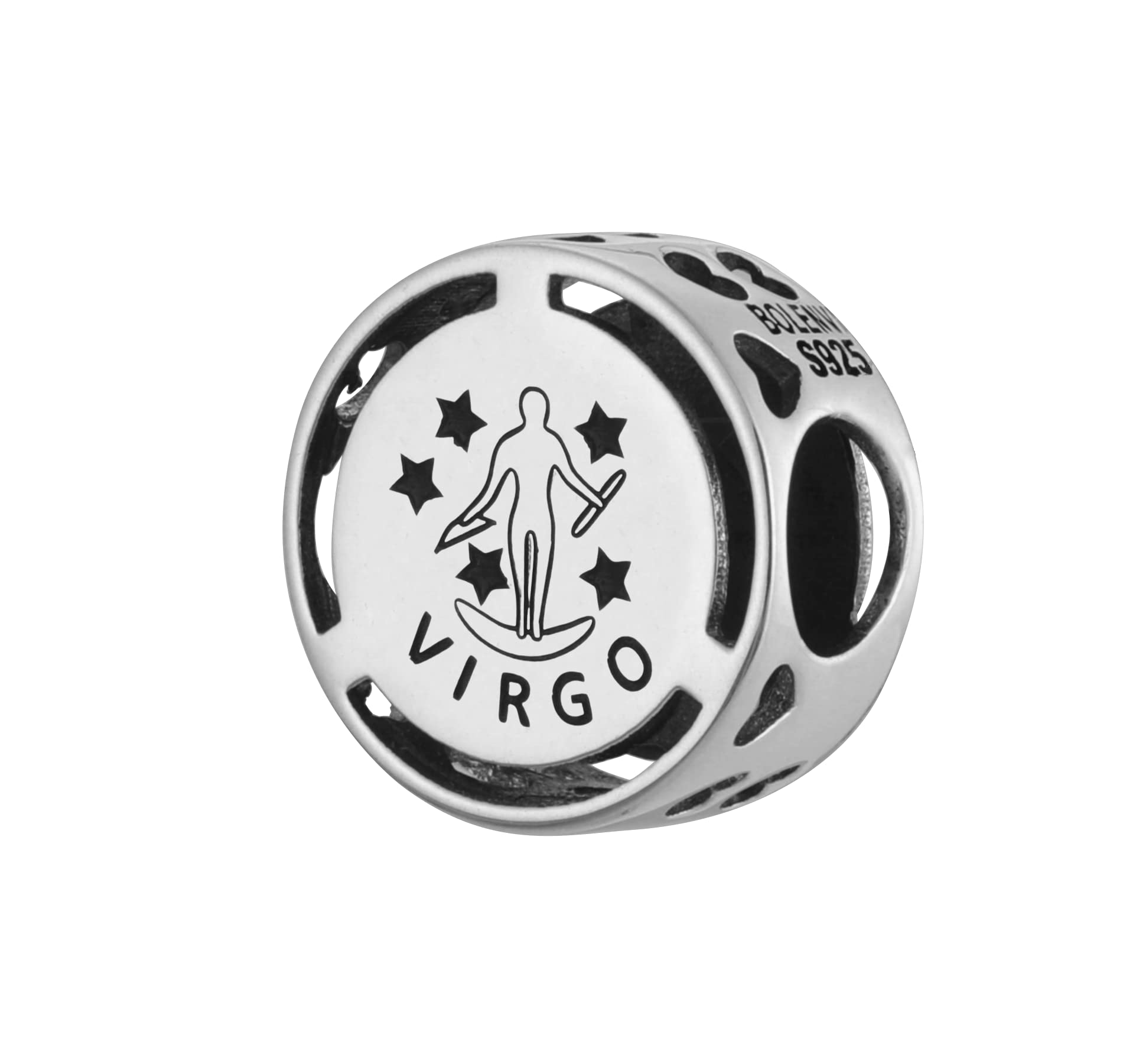 Zodiac Signs Birthday Symbols 925 Sterling Silver Charm Bead For Pandora & Similar Charm Bracelets or Necklaces