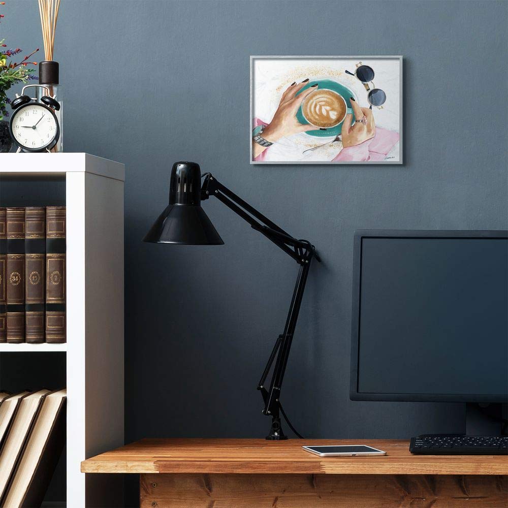 Stupell Industries Glam Latte Women's Fashion Accessories Coffee, Designed by Ziwei Li Wall Art, 11 x 14, Grey Framed