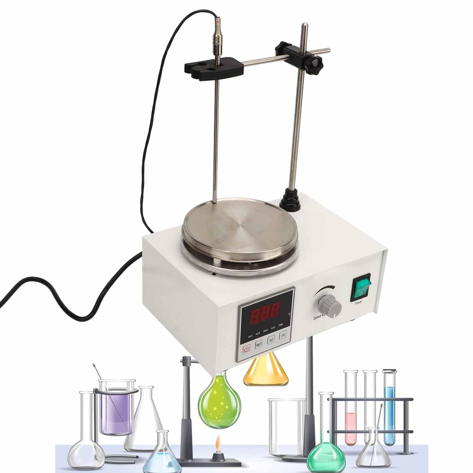 Magnetische Heizplatte mit konstanter Temperatur, digitales Display, Magnetrühr-Laborausrüstung mit digitaler Temperaturanzeige, 2400 U/min stufenlose Geschwindigkeit, stabile Struktur, für Labor