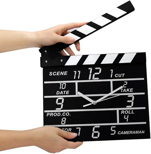 Miniatura 2 de Zaoniy Reloj de pared analógico de pizarra de cine retro grande, película moderna para el hogar, carrete de película de teatro, palomitas de maíz,