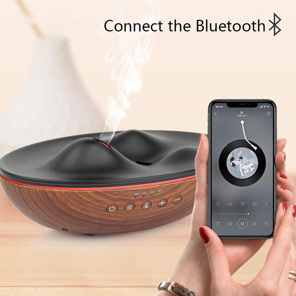 XRXX Diffusori di Aromi di 300 Ml Diffusori di Oli Essenziali di Legno Diffusore di Umidificatori Bluetooth Ad Ultrasuoni PP Semplici E Sicuri da Utilizzare Deep Wood Grain
