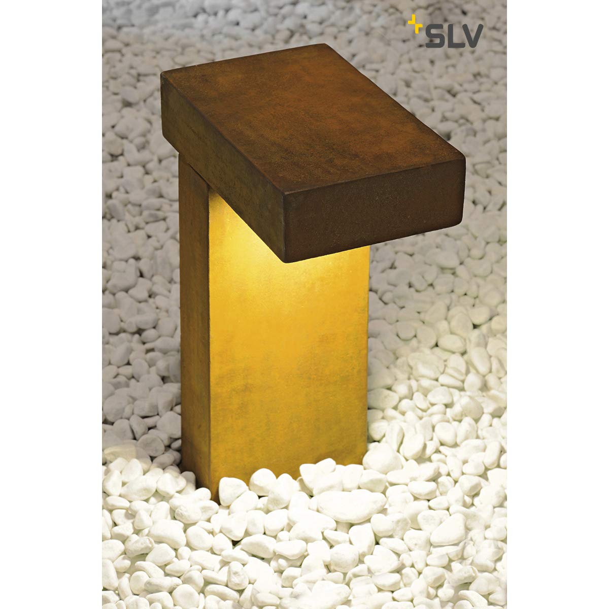 SLV RUSTY PATHLIGHT lampe sur pied extérieure GX53 acier rouillé FeCSi IP44 H40cm – éclairage direct pour jardin, allées, terrasse – style unique, ampoule non incluse, design rectangulaire