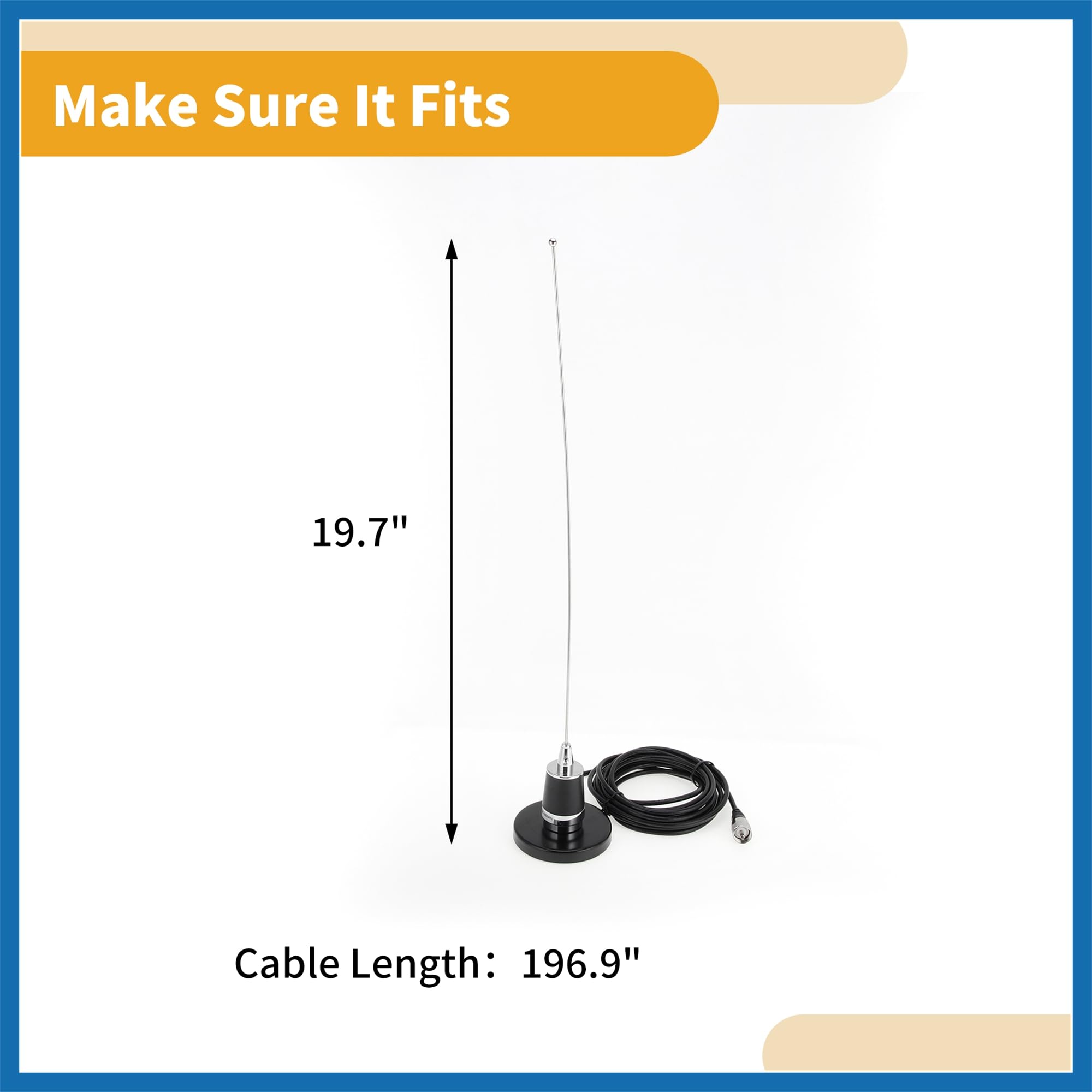 A ABSOPRO 1 Juego Universal Ventosa Señal Antena Coche Camión 19.7" Montaje Antena Radio Coche Negra con Cable 196.9" Reemplazo de artículo