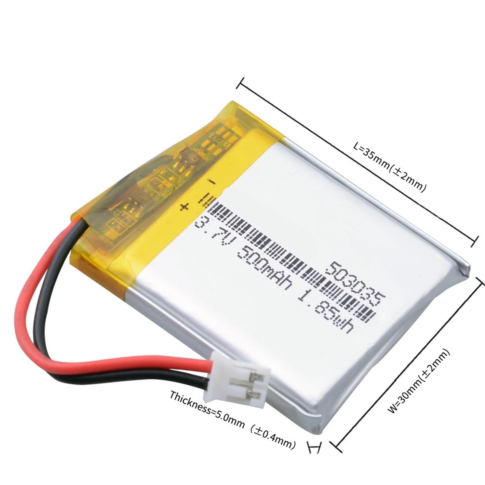503035 3,7 V 500 mAh, 1 pièce
