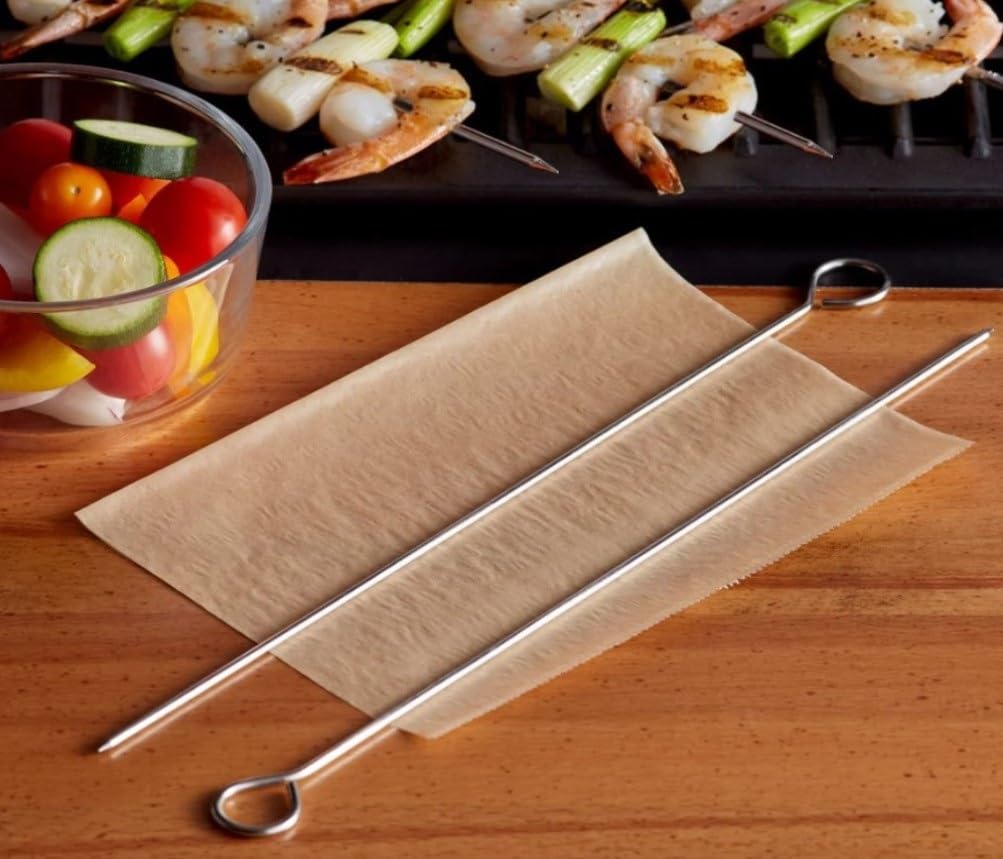 Soro Essentials- Set of 12 Stainless Steel 12” Round Skewers- Skewers for Grilling Metal Barbecue Skewers Shish Kebab Sticks Reusable Grilling Skewers Set for Meat Shrimp Chicken Vegetable