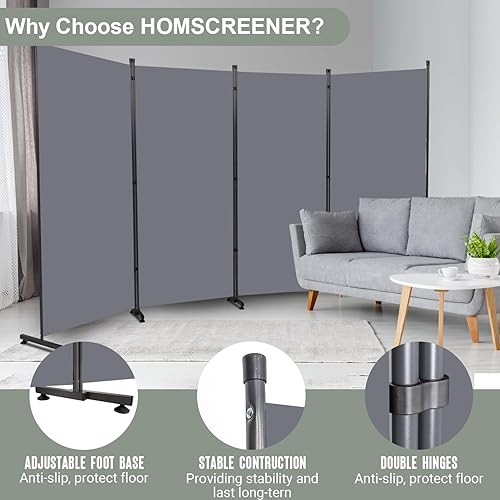 Miniatura 8 de Divisor de habitación plegable con ruedas, divisor de 6 pies de alto para separación de habitaciones, divisores y divisores móviles de habitación,