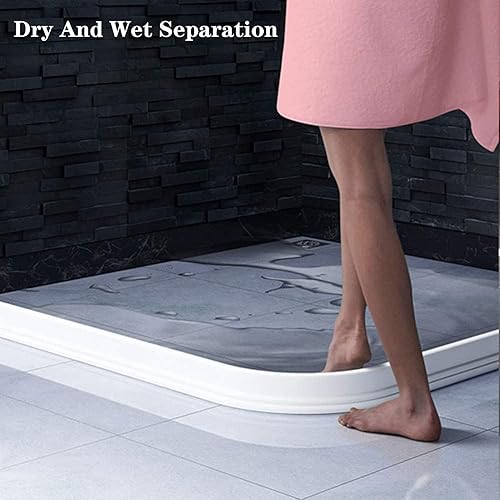 Miniatura 7 de Umbral de ducha plegable autoadhesivo de 39 pulgadas, tira de silicona flexible para ducha, protector contra salpicaduras de agua para fregadero,
