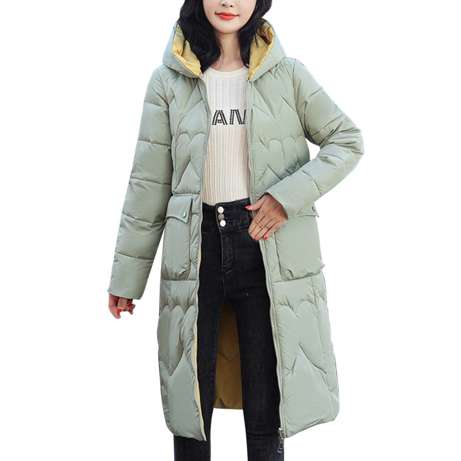 Cappotto Da Donna Casual Solido Con Cappuccio, Tasca Reversibile, Cerniera, Manica Lunga Giacche Per Correre Parka Invernale Trench Corto Piumini Invernali Piumino Autunno Giubbotto