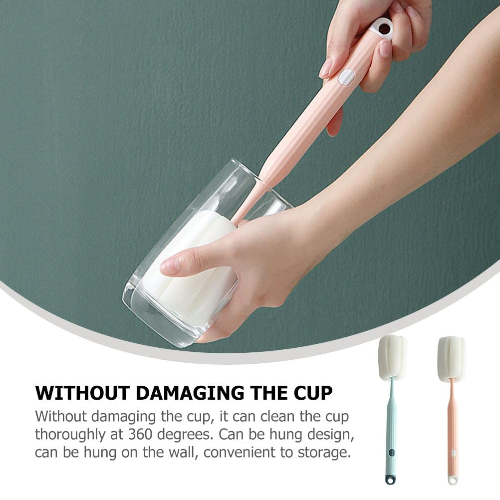 FOMIYES 2Pcs Bottle Brush Multipurpose Cleaning Brush with Extended Handle Soft Absorbent Head Portable Cup Cleaner for Baby Bottles and Dishwashing - Image 2