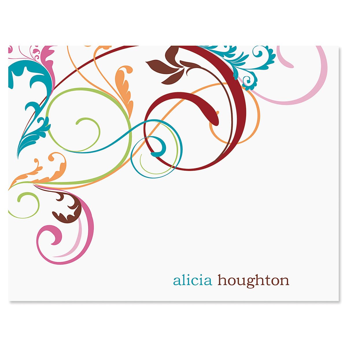 Current Fantasia Personalized Note Card Set - 24 Cards with White Envelopes, 4¼ x 5½ Inch Size, Blank Inside, Add a Name, For Thank You Notes, or