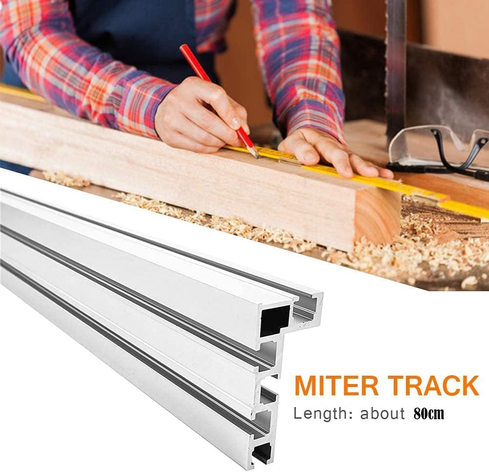 75 Tipo T Ranura de inglete, 600 mm T Track Riel de fijación de aluminio de aleación de aluminio T-Nut Riel guía guía de ranura en T, para sierras de mesa, mesas de carpintería (600 mm)
