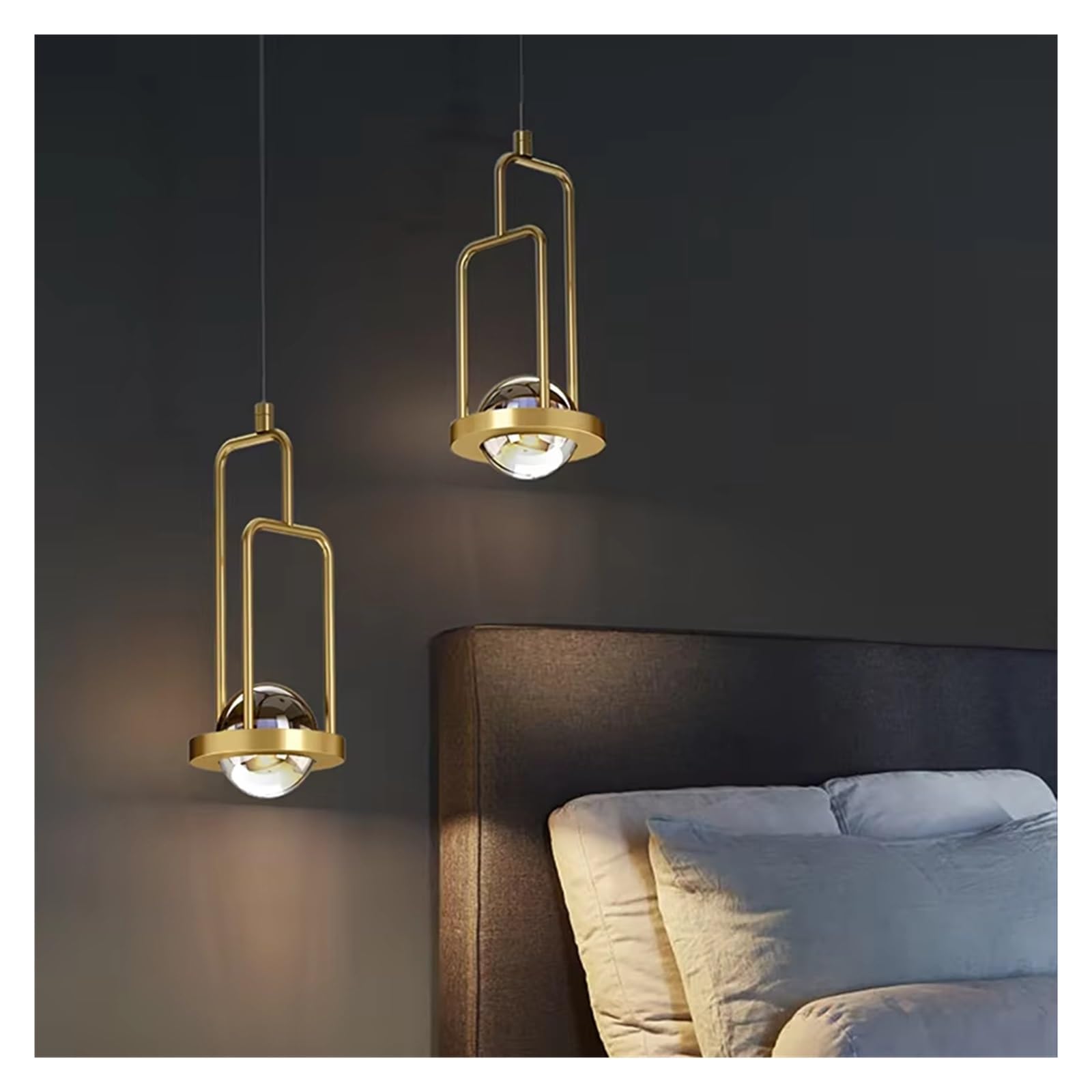 ZTCHSENZT Copper Pendant Lamp Indoor Golden Creative Crystal Droplight Bedside Hanging Lamp for Parlor Sofa Dining Table Chandelier