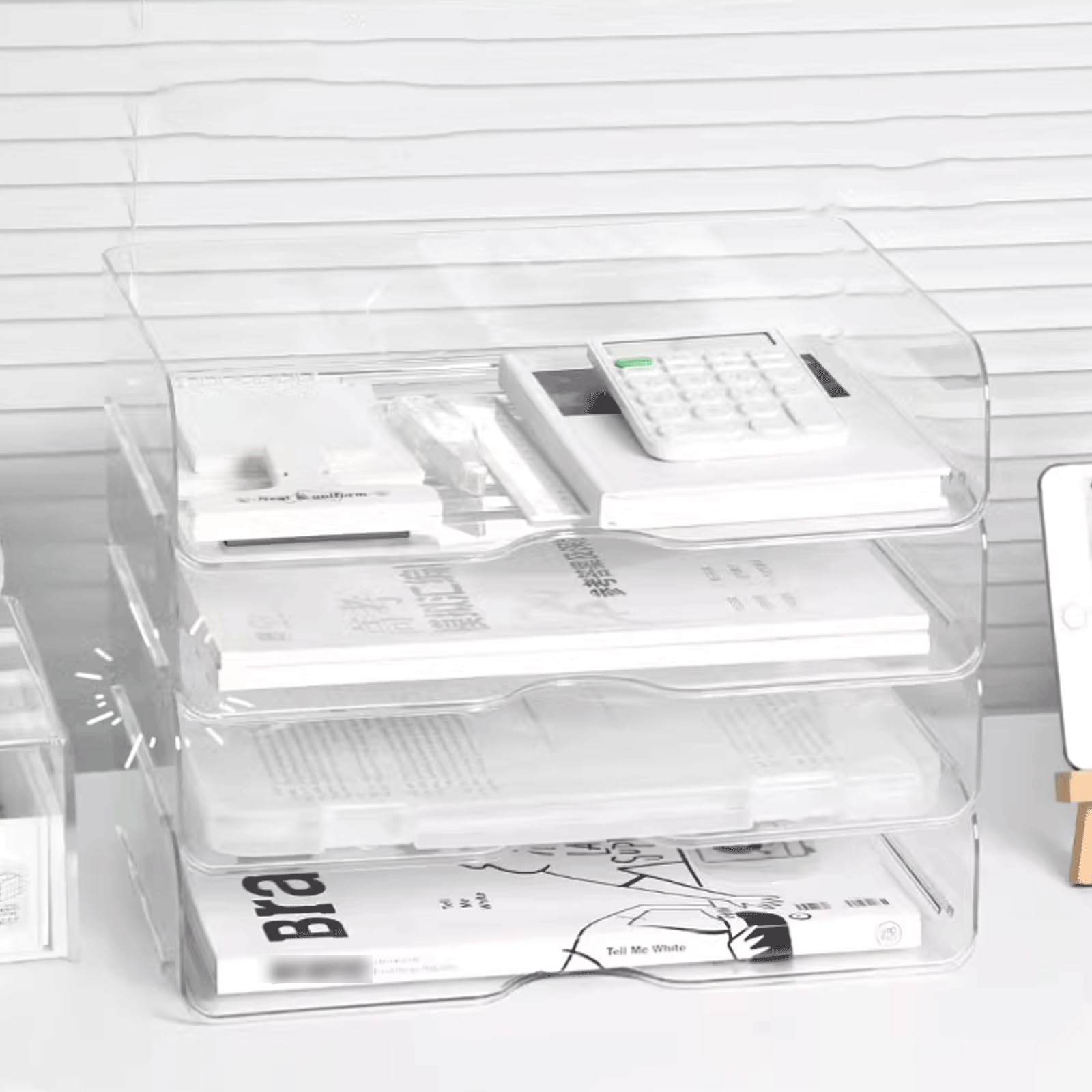 Grande capacità Portadocumenti da Tavolo Portadocumenti in plastica Portadocumenti Portatile di Grande capacità Che può Essere impilato Cestino Portadocumenti da scrivania per Ufficio ordinato
