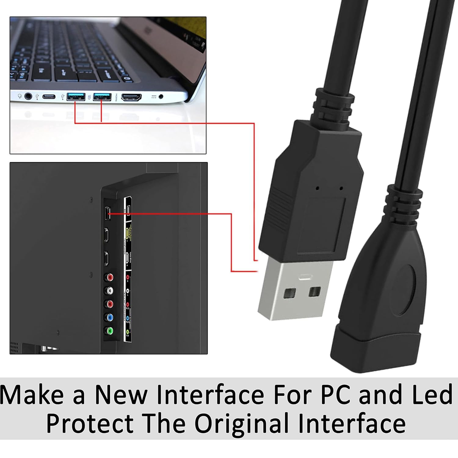 Storite 30CM 1-Pack USB 2.0 Extension Cable, Male to Female 2