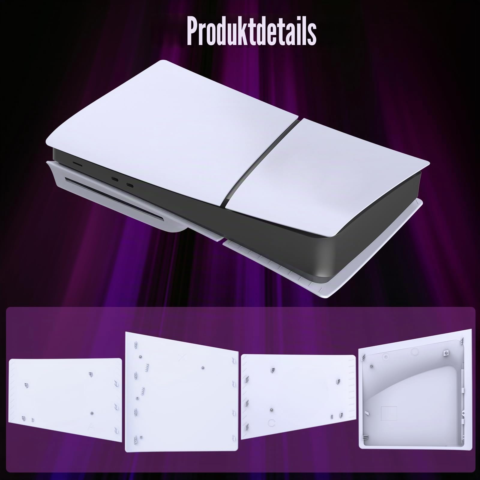 PS5 Slim Disc Edition Abdeckplatten für PlayStation 5 Konsole – kompatible Shell Panels schützende Ersatzblende (weiß)
