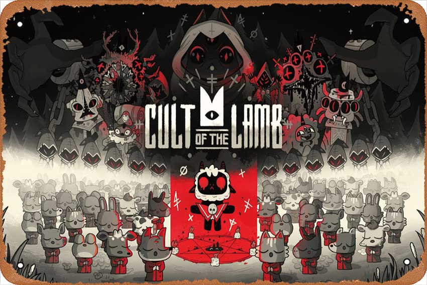 Cult of the Lamb 4K #351i Game Poster Metal Tin Sign Wall Decor Signs,Vintage Art Decor for Home Bar Pub Cafe 8x12 inch