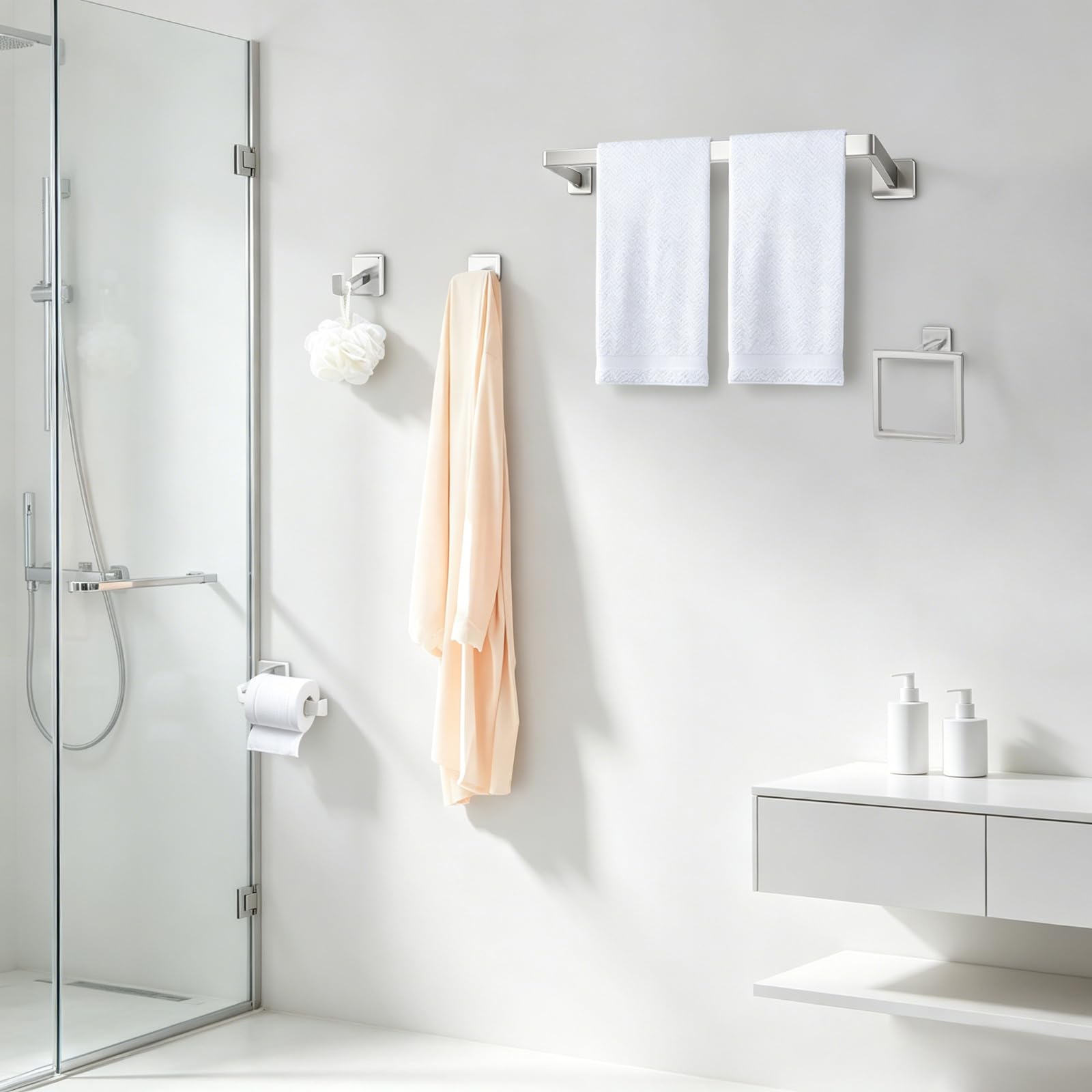 Portasciugamani da parete per bagno e cucina, set di accessori da bagno