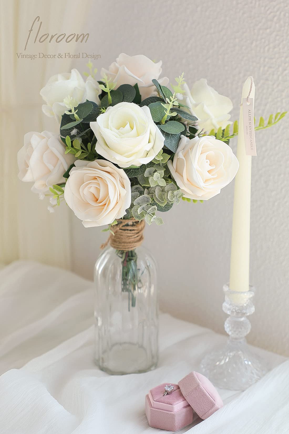 Floroom 50pcs Artificial Foam Roses - Ivory White, 3" Blooms, 8" Stems, With Leaves For DIY - View #11
