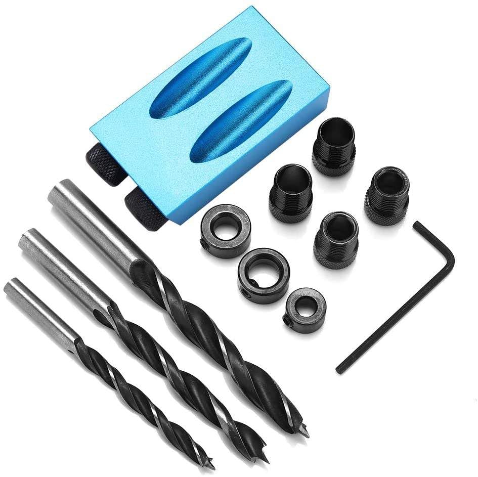CATSON Oblique Hole Drilling Carpentry Locator Pocket Hole Screw Jig Dowel Drill Joinery Kit with 6/8/10mm Drill Bits 15° Woodworking Inclined Hole Fixture (Aluminum Alloy) (B0CB8TJ5N3) Amazon Price History, Amazon Price Tracker