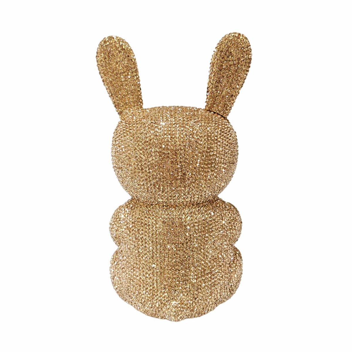 DKQXEIM Women Cute Rabbit Shape Rhinestone Evening Bag Chic Animal Crystal Clutch Glitter Full Diamond Purse for Prom Party Gold