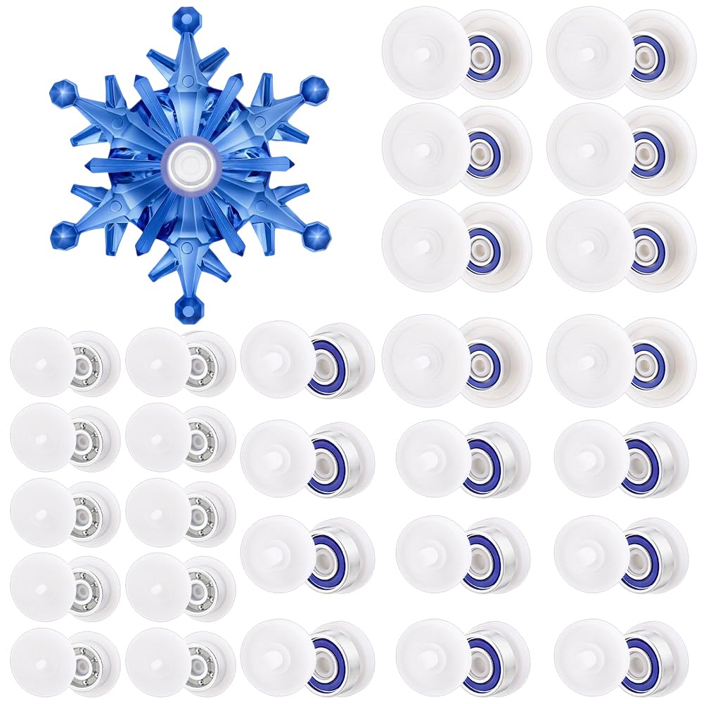 PH PandaHall 30 Sets Fidget Spinner Bearing with White Caps 3 Sizes Steel Bearing Balls Flat Round Small Bearings Ball Center Replacement Part Kit for Finger Craft DIY Projects Handmade, 13/15/21mm