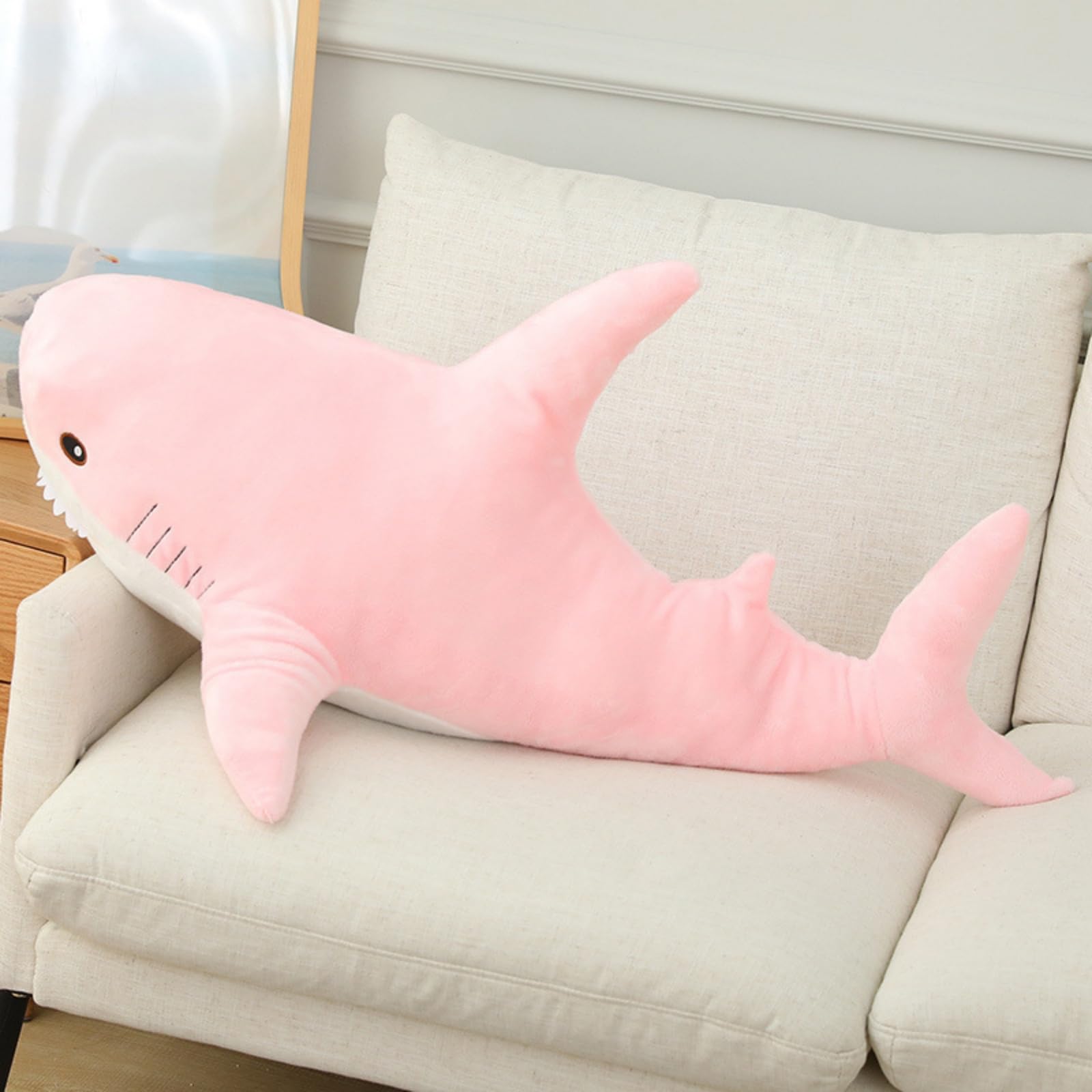 Ryttir 31 Inch XL Giant Shark Stuffed Animals,Chubbier Shark Pillow Soft Shark Plush Shark Body Pillow Stuffed Shark Décor, Perfect Chrismas Stress