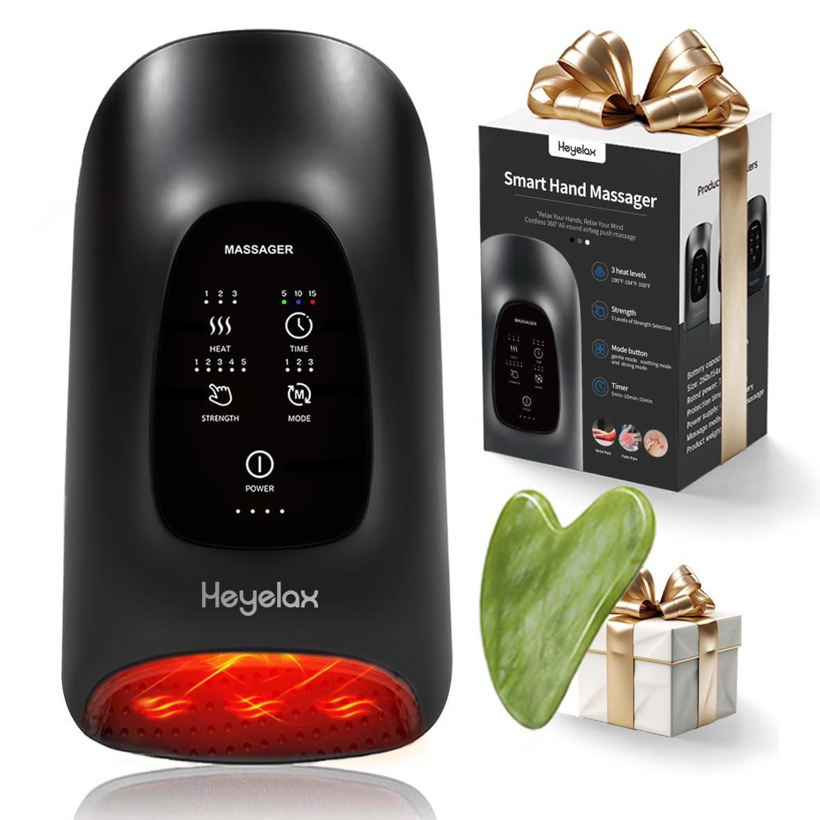 Heyelax Hand Massager with Heat and Compression for Arthritis and Carpal Tunnel Relief, Finger Wrist Hand Therapy Equipment Pain Relief,Thoughtful