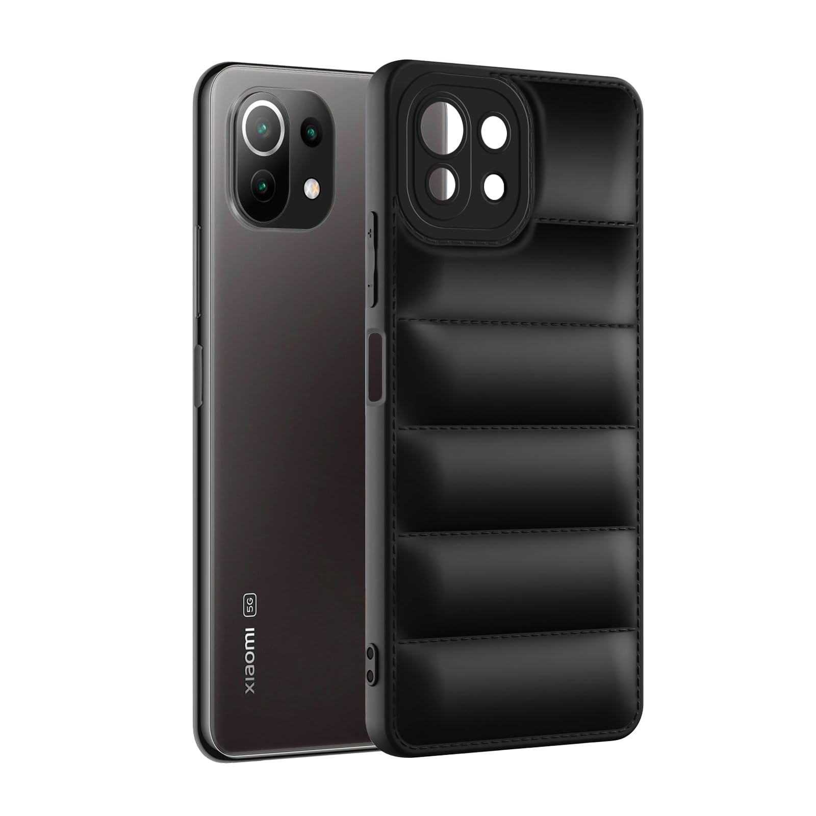 Xiaomi スマートフォン　mi 11 lite 5G ブラック ケース付き Plus Puffer Case Camera Protection Soft Back Cover for Mi 11 Lite