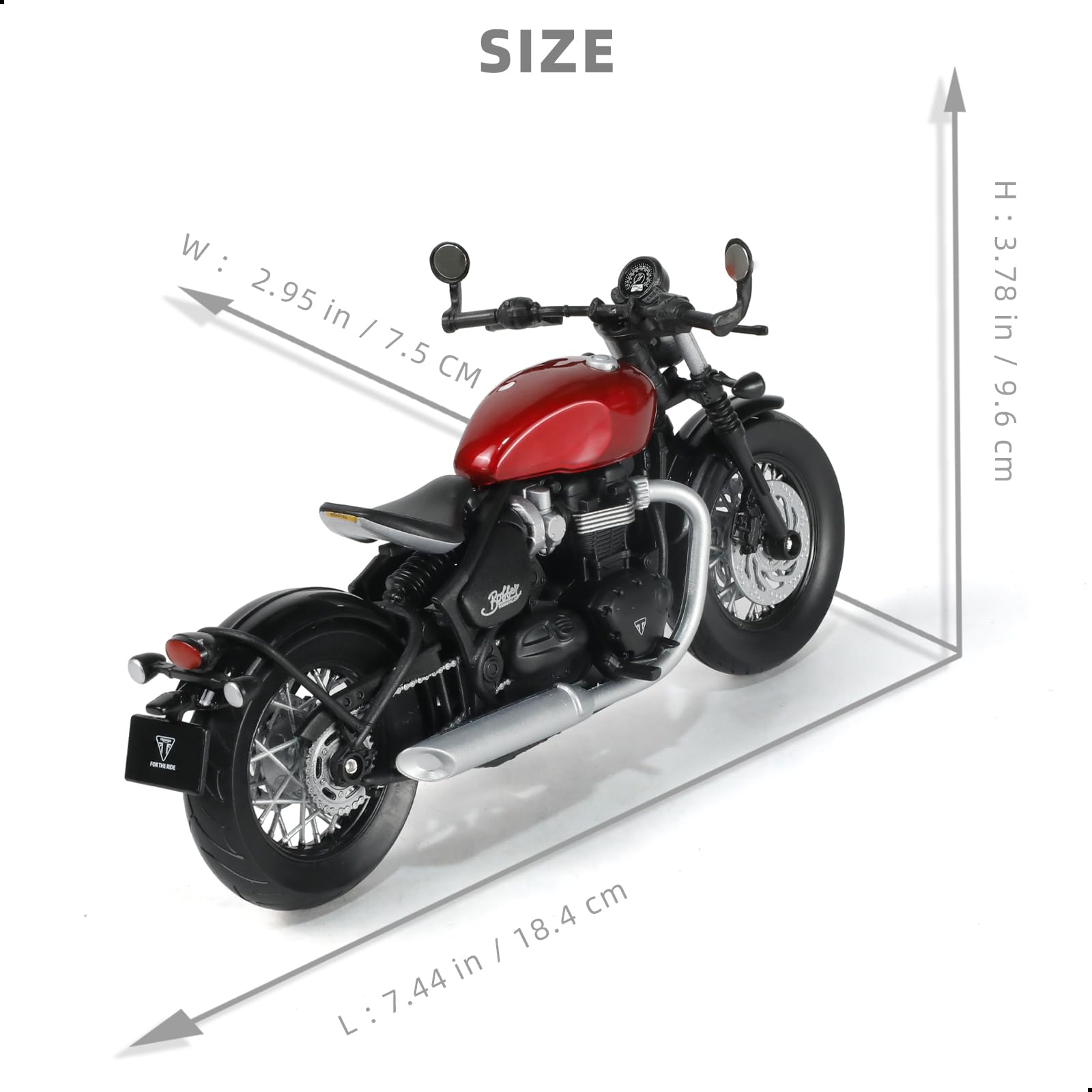 Compatible pour Triumph Bobber Bonneville 1/12 Modèle de Moto en Alliage moulé sous Pression Aucun Assemblage requis Mini Moto Collection Adulte (Rouge)