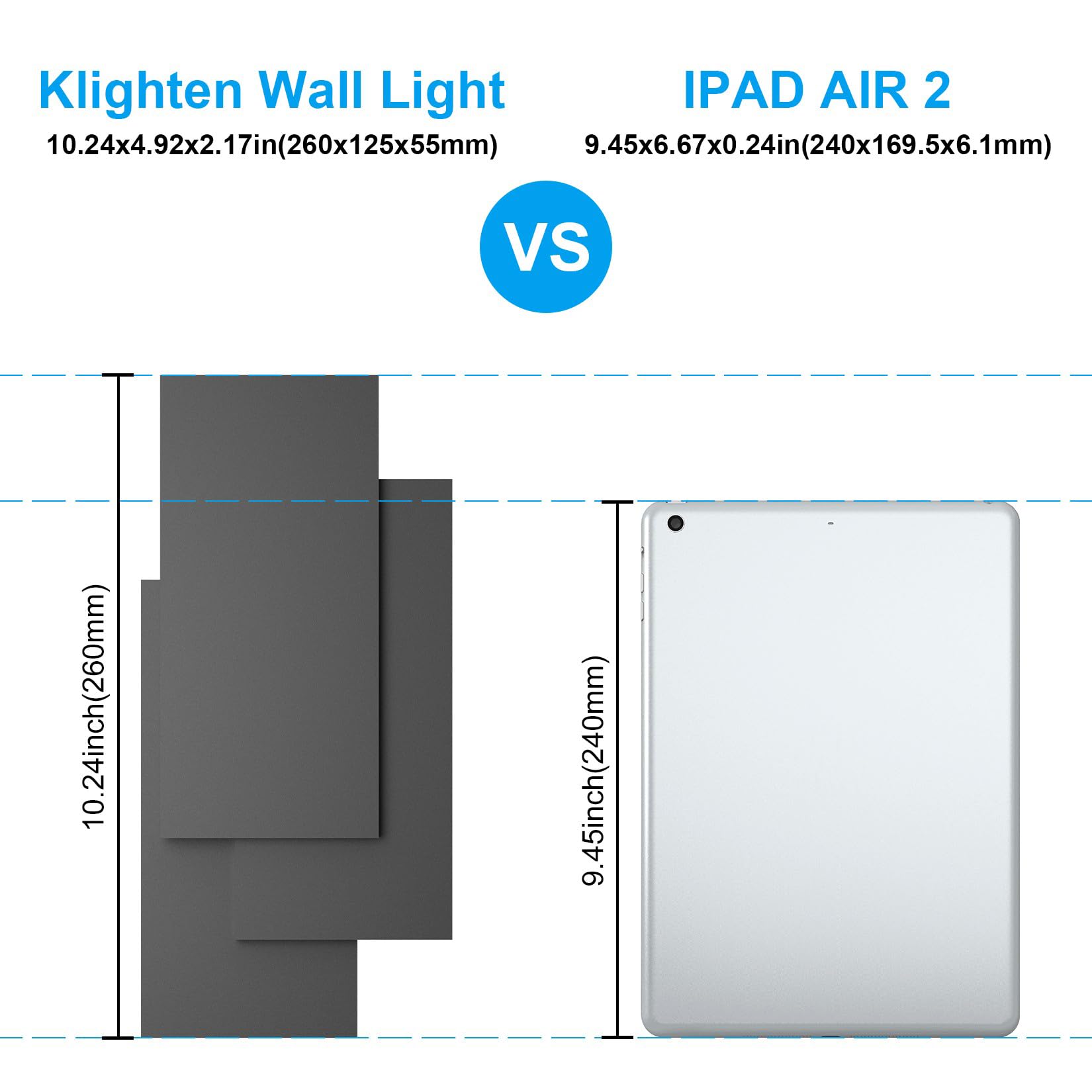 Klighten 2 Pack LED Wandleuchten Innen 24W Mordern Wandlampe LED Wandbeleuchtung für Wohnzimmer Schlafzimmer Treppenhaus Korridor Flur Warmweiß 3000K, Dunkelgrau