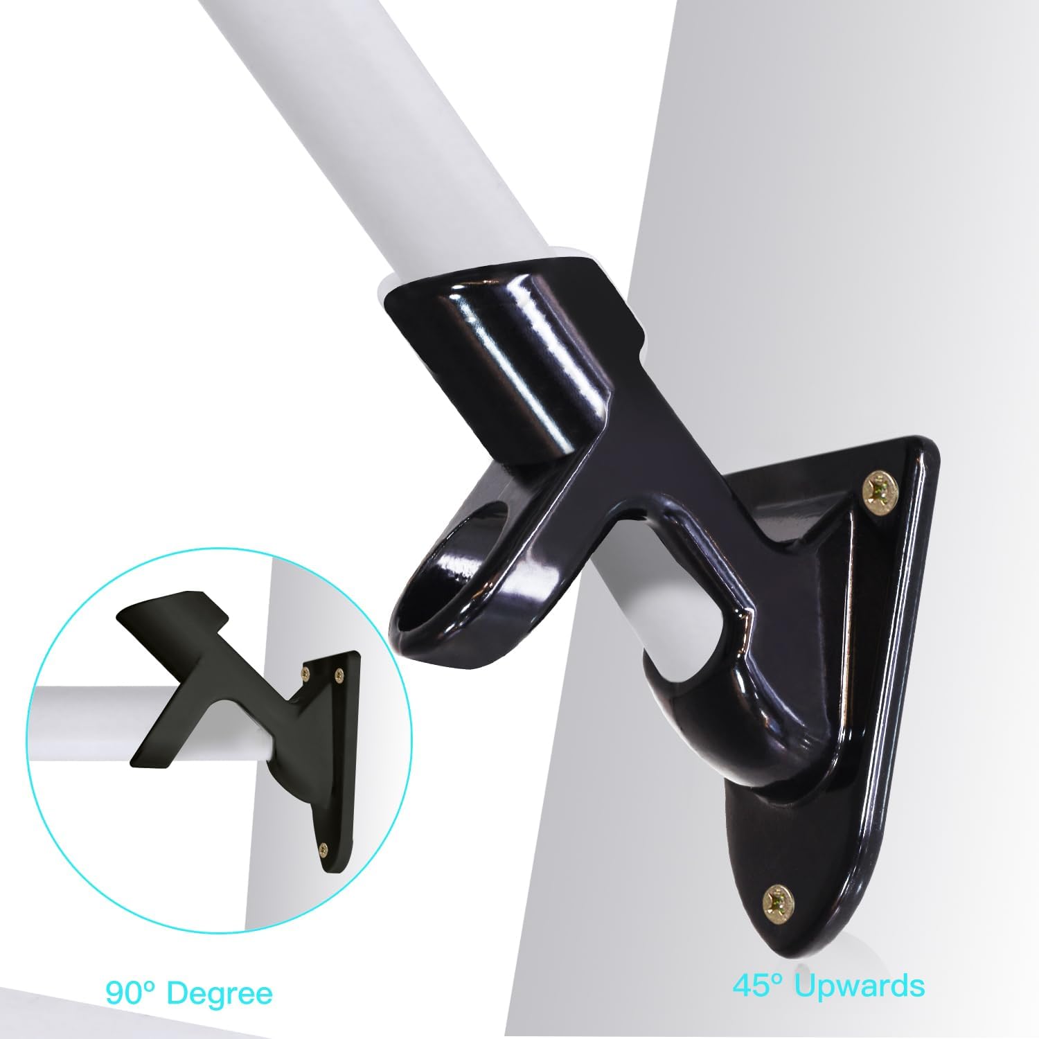Black Cast Iron Dual-Position Flag Pole Holder Bracket