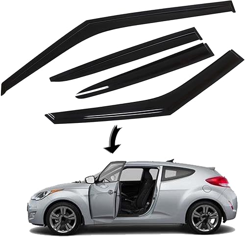 Miniatura 7 de Viseras laterales para ventana de ventilación, protección contra el sol, viento, lluvia, deflectores, montaje exterior, repuesto para Veloster