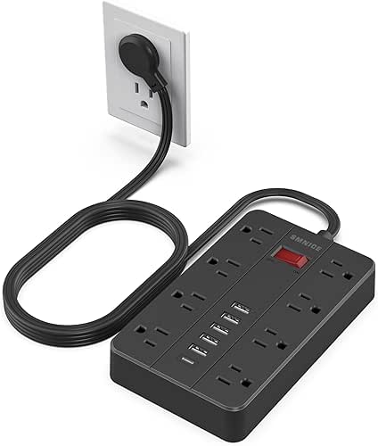 Power Strip with USB,SMNICE Surge Protector Flat Plug with 8