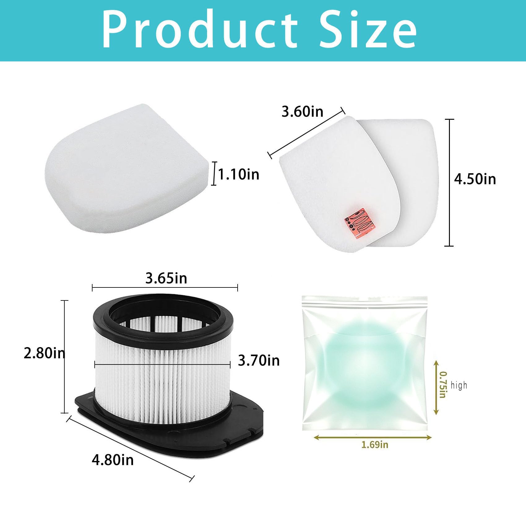IZ862H Filtre de rechange pour aspirateur sans fil Shark IZ862H Stratos, convient pour aspirateur vertical Shark IZ862H (lot de 2 filtres HEPA, lot de 4 filtres en mousse et en feutre, lot de 2
