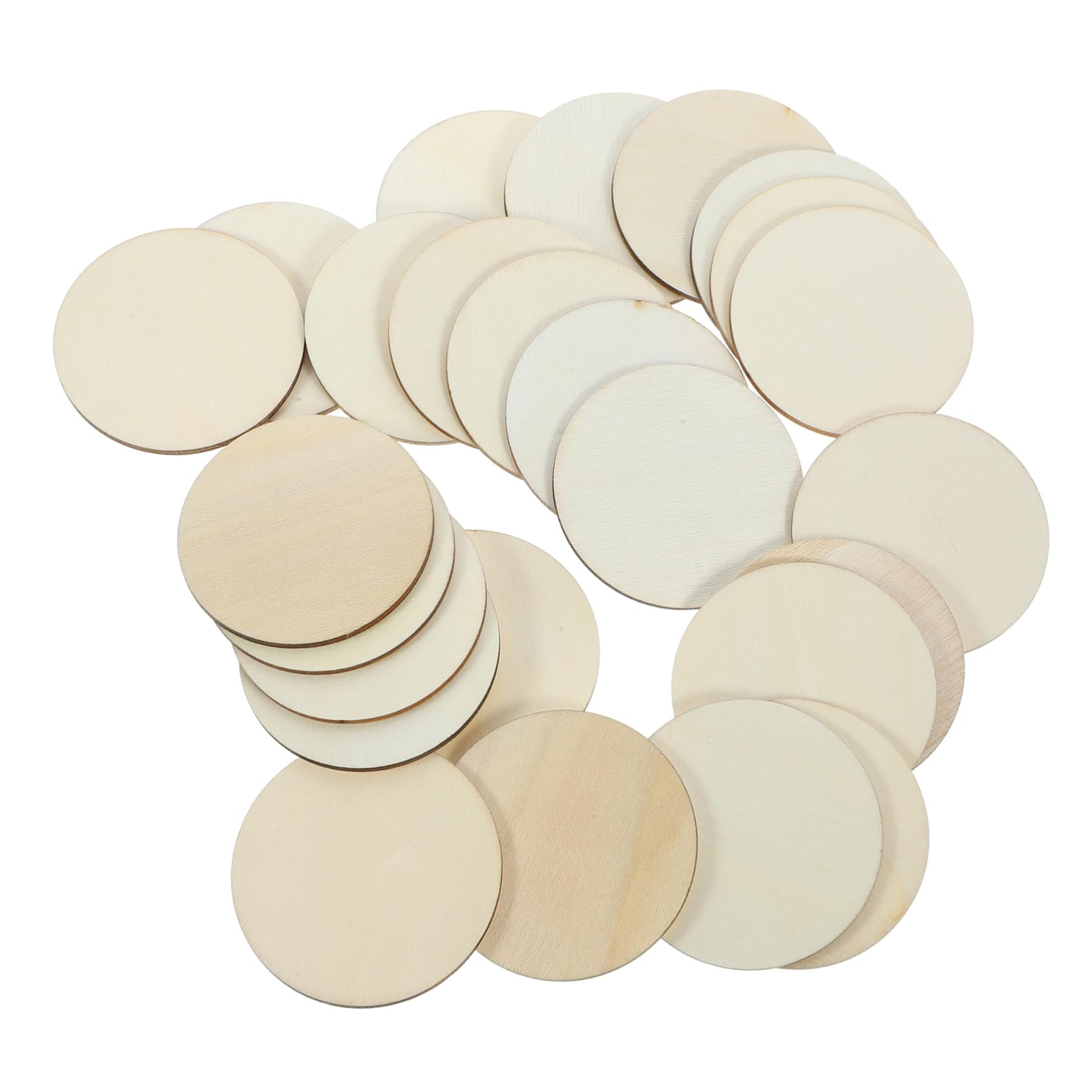 NOLITOY 50pcs Wooden DIY Wafer Craft Wood Circle Natural Wood Slices Beige Round Smooth Surface Not Easy to Decay for Painting Craft Material
