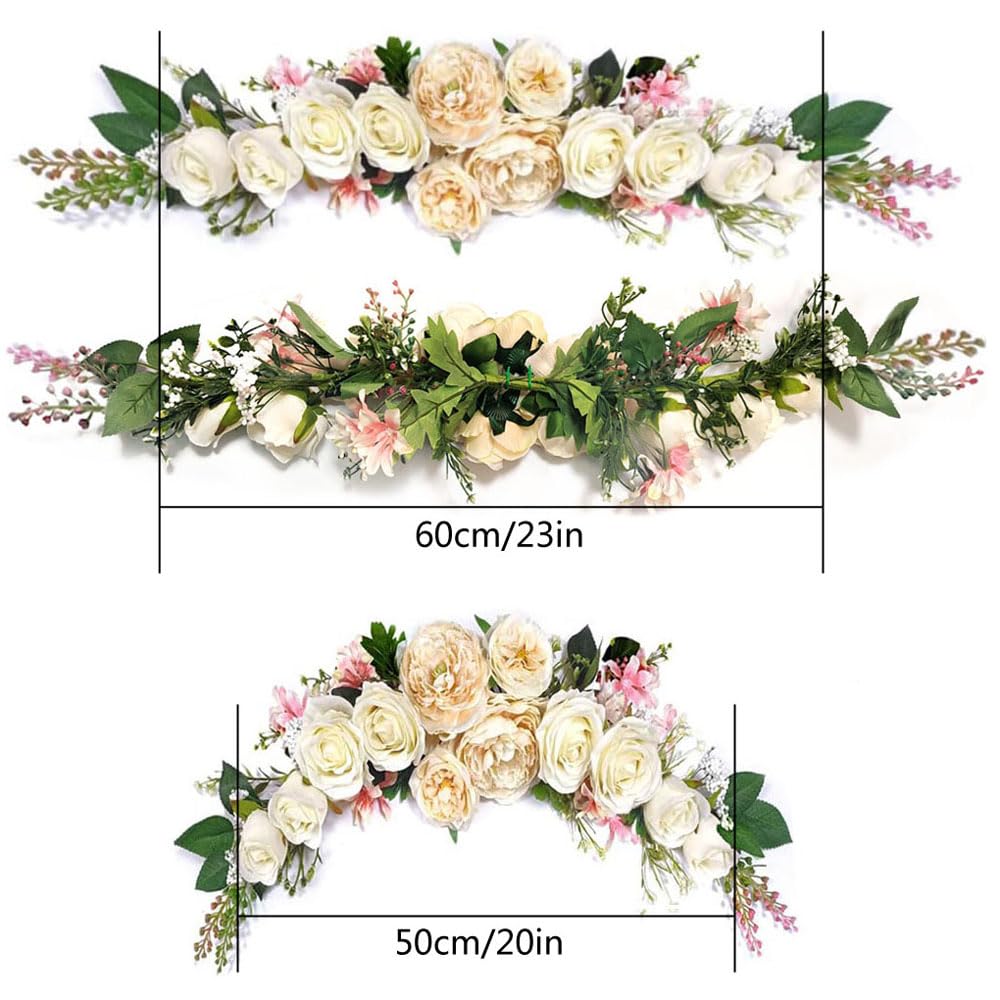 Pfingstrosen Girlande für Hochzeit, Kunstblumen für Tür, Wand und Party Dekoration - Champagner Swag