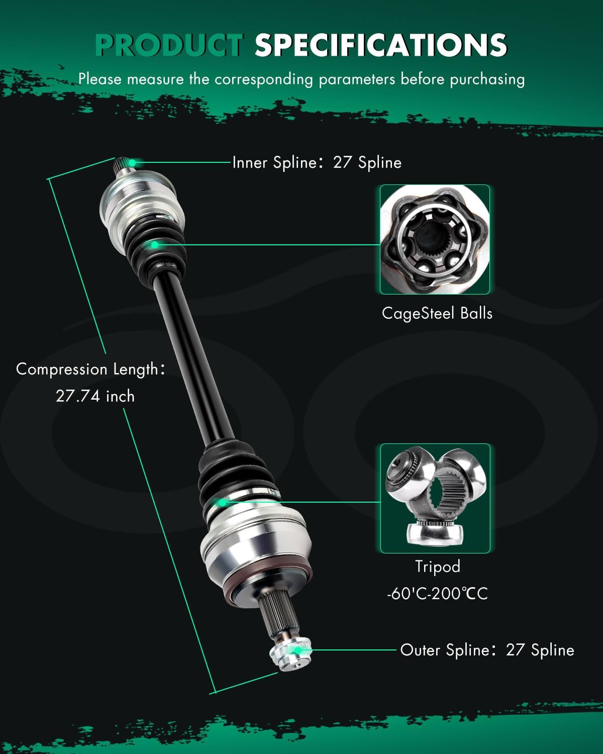 SCITOO Rear Left and Right CV Axle Shaft Assembly Fit for Mercedes-Benz C250,for Mercedes-Benz C300,for Mercedes-Benz C350,for Mercedes-Benz E350,for Mercedes-Benz E400 1.8L,3.0L,3.5L