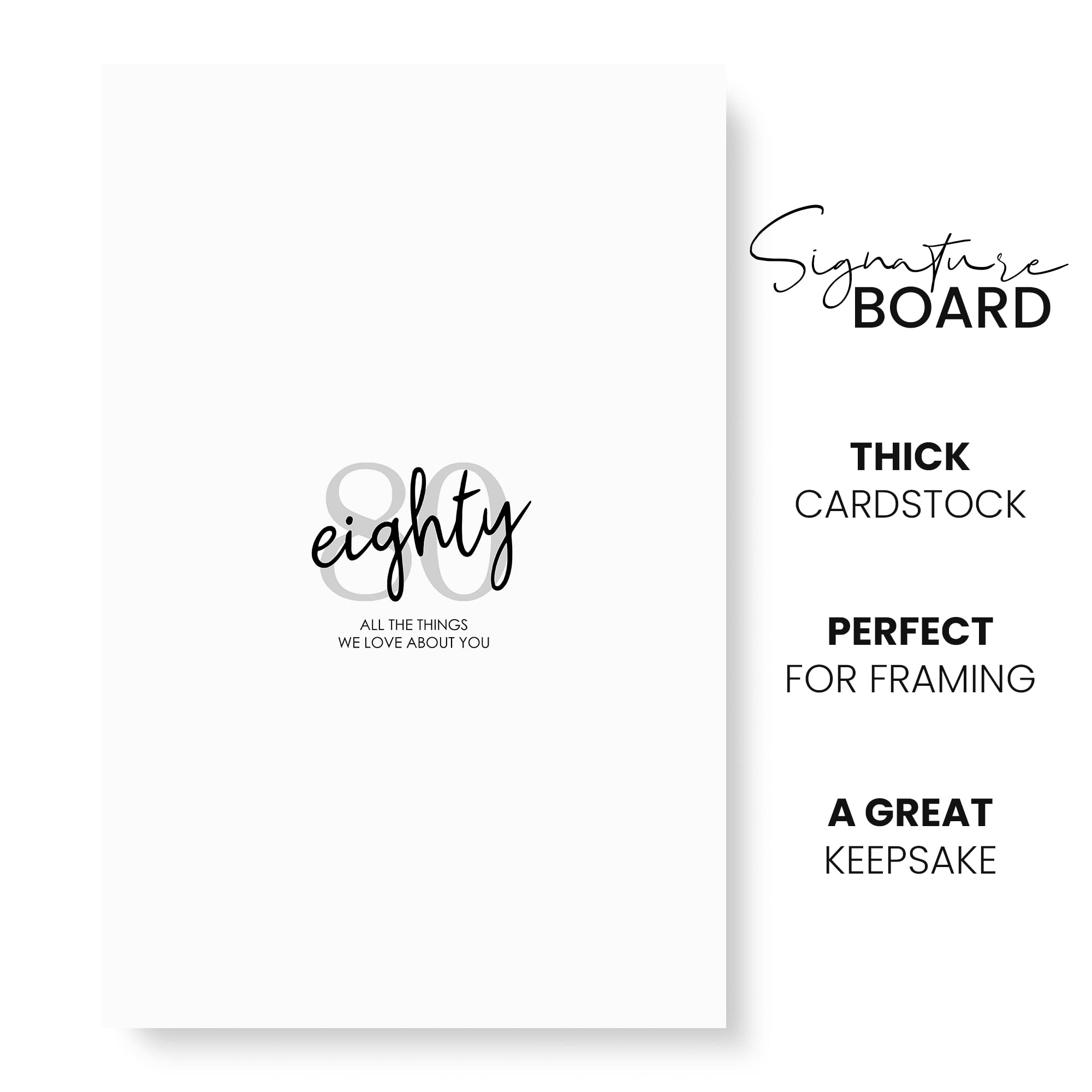 Karto 80th Birthday Signature Board for Party - Party Supplies, Guest Book, Signing Board, Or Card Alternative - Poster Size 11x17 (Unframed) - Simple Grey