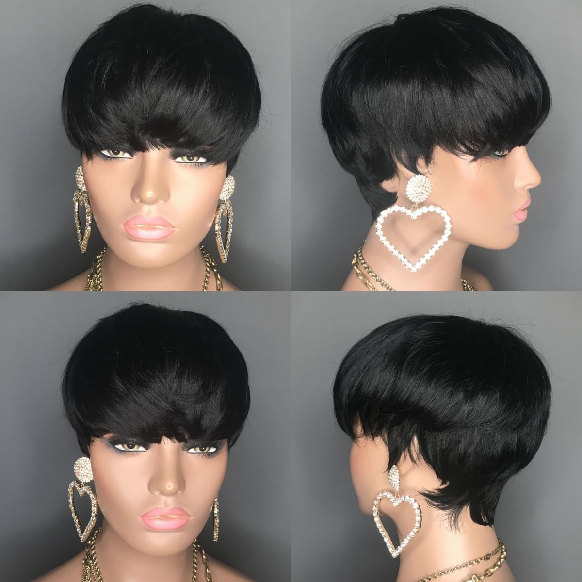 HOTKIS Short Wig Pixie Cut Wig Human Hair Short Wigs for Black Women Short Human Hair Wig Pixie Wigs for African American Natural Black 4 inch