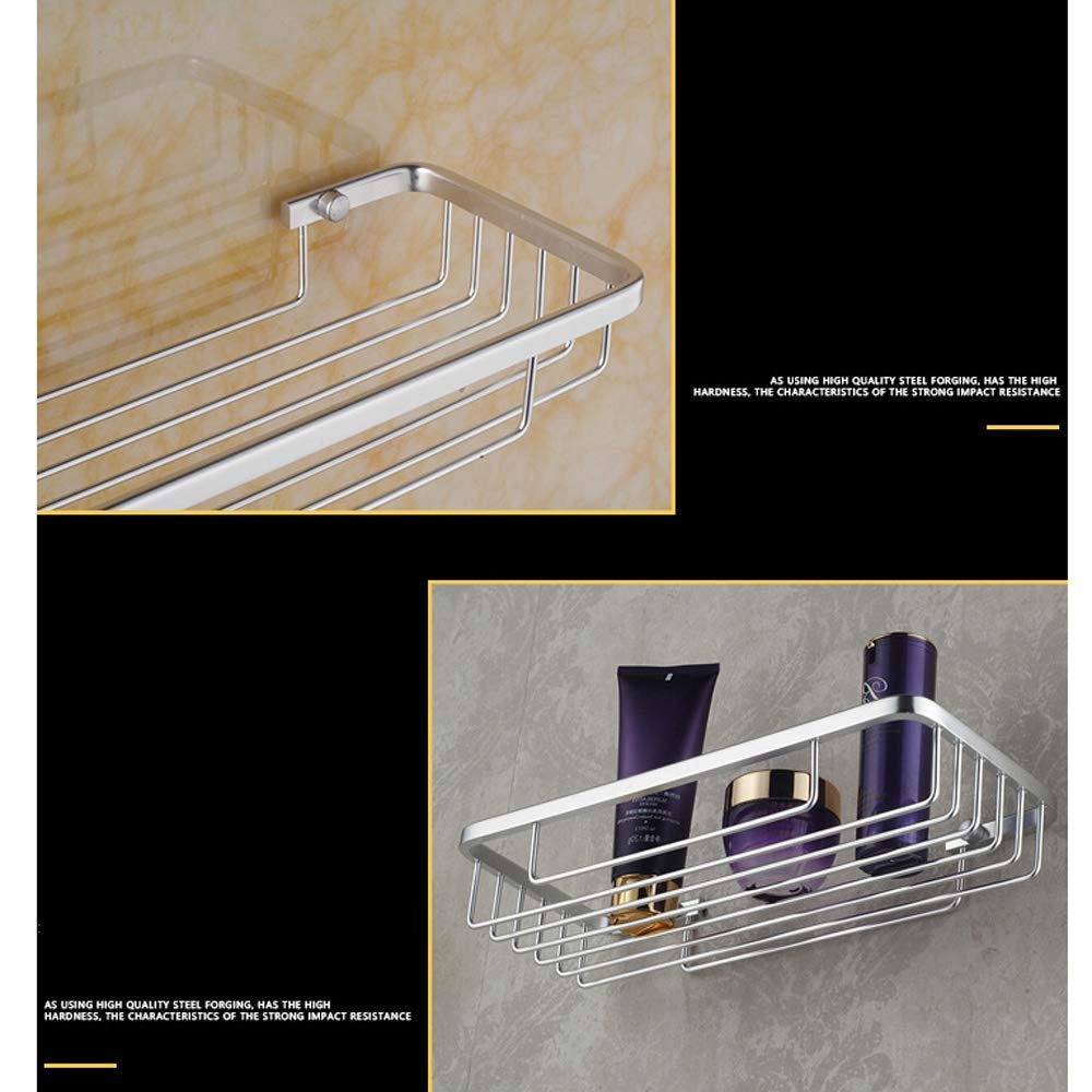 Estante organizador de aluminio para baño con cesta de jabón de drenaje, estante rectangular de almacenamiento para inodoro, ducha, estante de pared, decoración del hogar y accesorios de baño