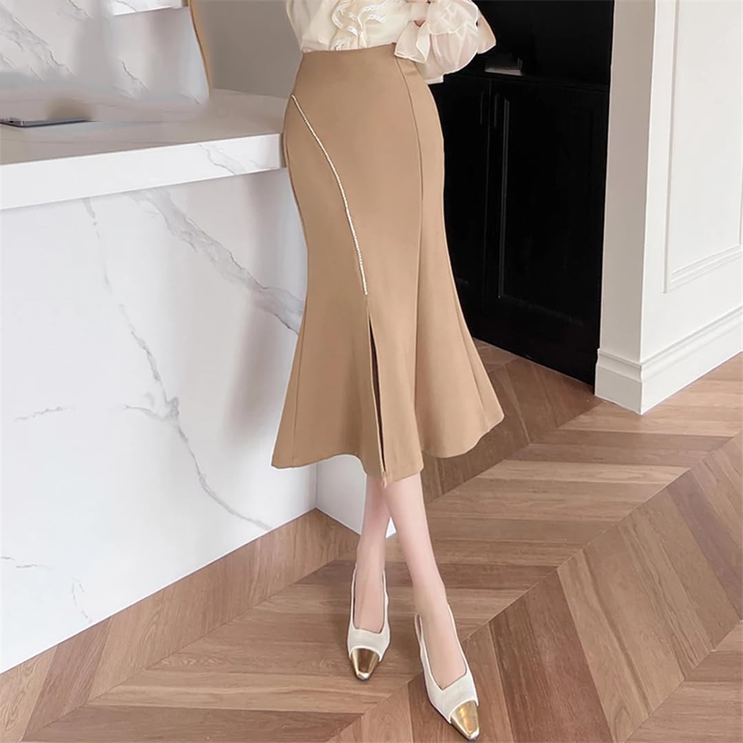 Bodycon Gonne a Vita Alta Sirena Donne Pacchetto Perline Hip Midi Gonne Lunghe Femminile