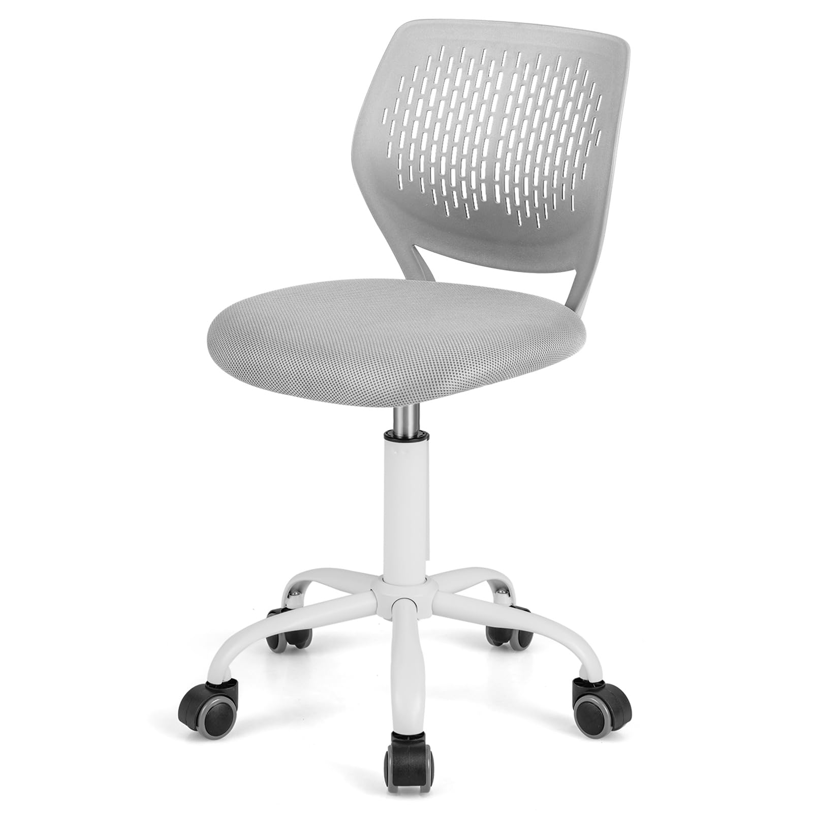 POWERSTONE Small Home Office Desk Chair, Swivel Rolling Study Computer Chair, Adjustable Height Task Chair with Armless Mid Back, Upholstered Mesh
